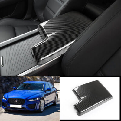 Carbon Fiber Center Console Armrest Box Cover Trim 1PCS For Jaguar XE 2020-2024