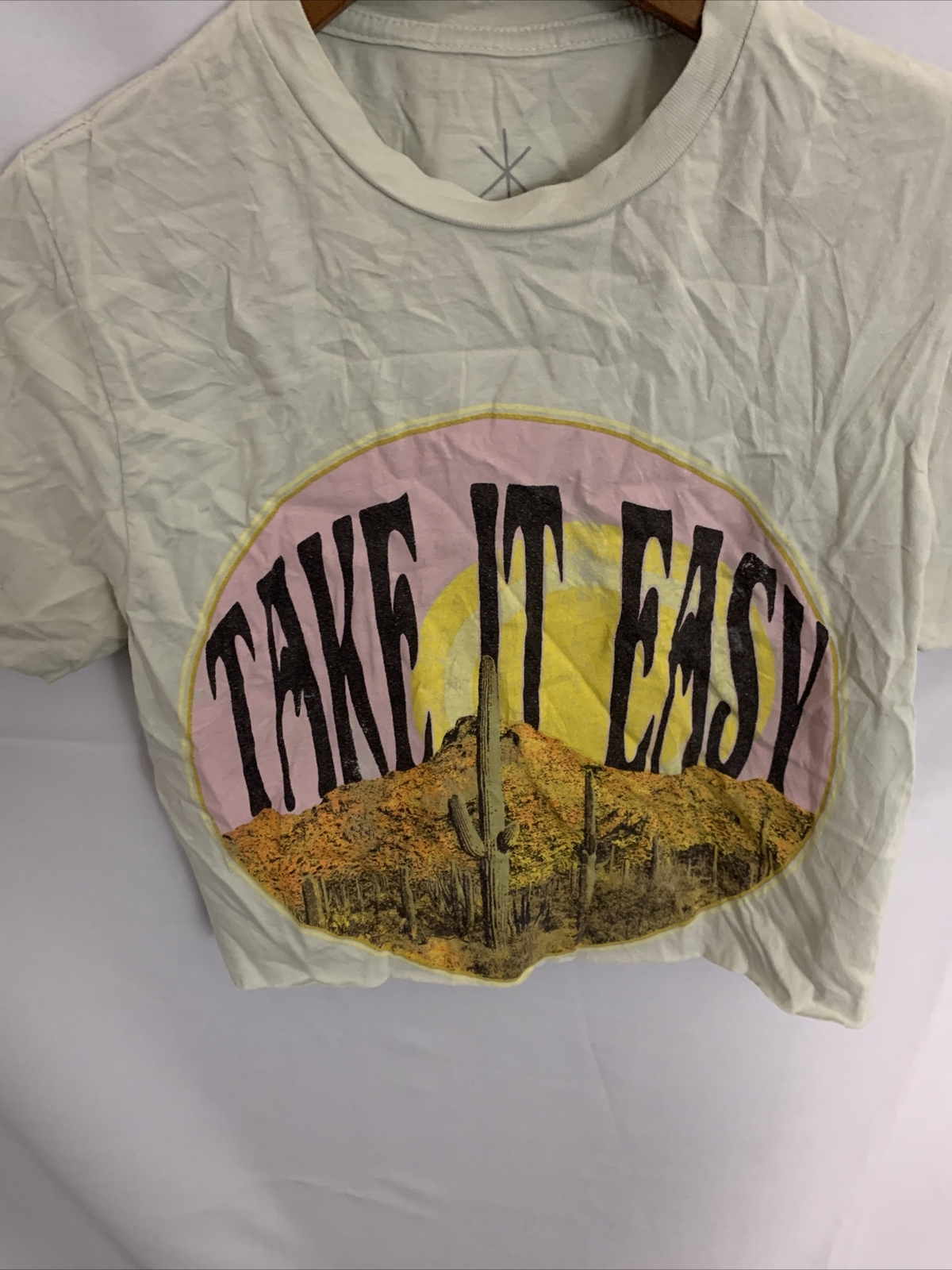 Take it easy women’s xs graphic crop top blouse cacti eBay