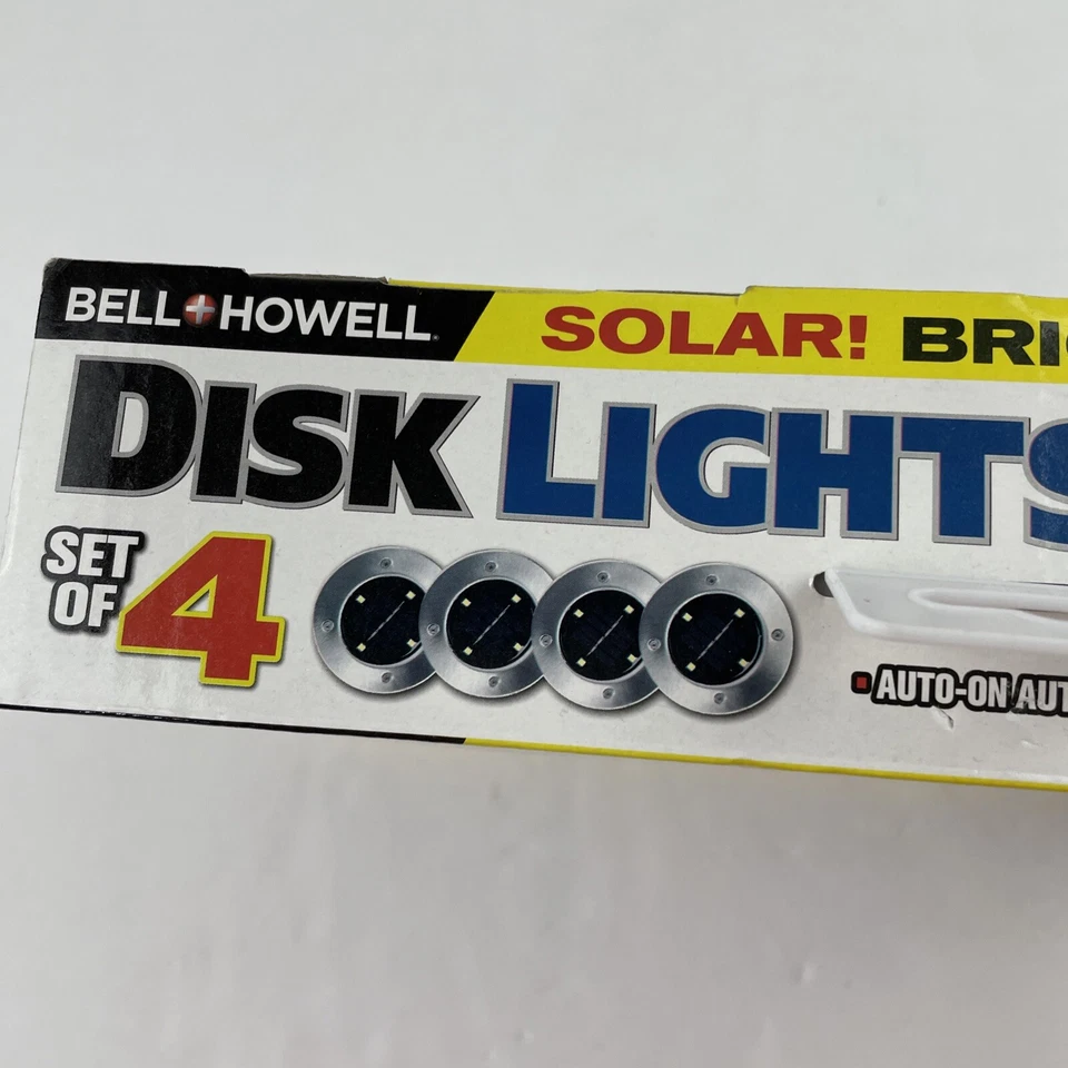 Bell+Howell Solar Disk Lights Powered 4 LED Brushed Steel As Seen on TV - Image 3 of 4