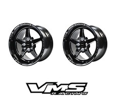 15x8 Vms Racing 5 Spoke Star Black Drag Rims Wheels 4x1004x114 Et20 - X2 15x8 Vms Racing 5 Spoke Star Black Drag Rims Wheels 4x1004x114 Et20 - X2