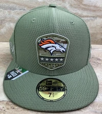 New Era Denver Broncos Salute To Service Fitted Hat 59FIFTY Green Flex Hat