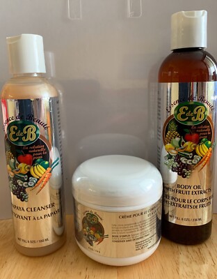 (Pack of 3) Essence de Beauté Papaya Cleanser 6oz+Cream 4oz+Body Oil 8oz