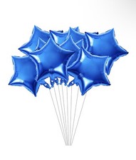 18  inch Blue Stars 10pcs Shape Helium Foil Balloons Birthday Theme.