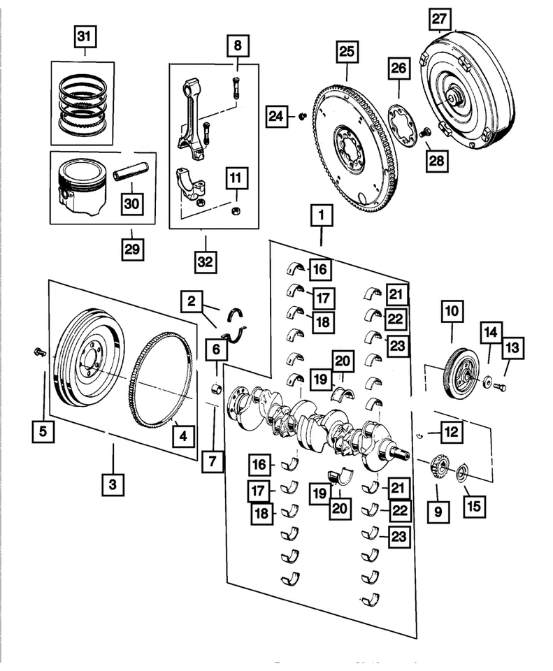 Cigüeñal Jeep Wrangler 2000-06/sello principal trasero OEM 5018594AB Foto 4 de 4