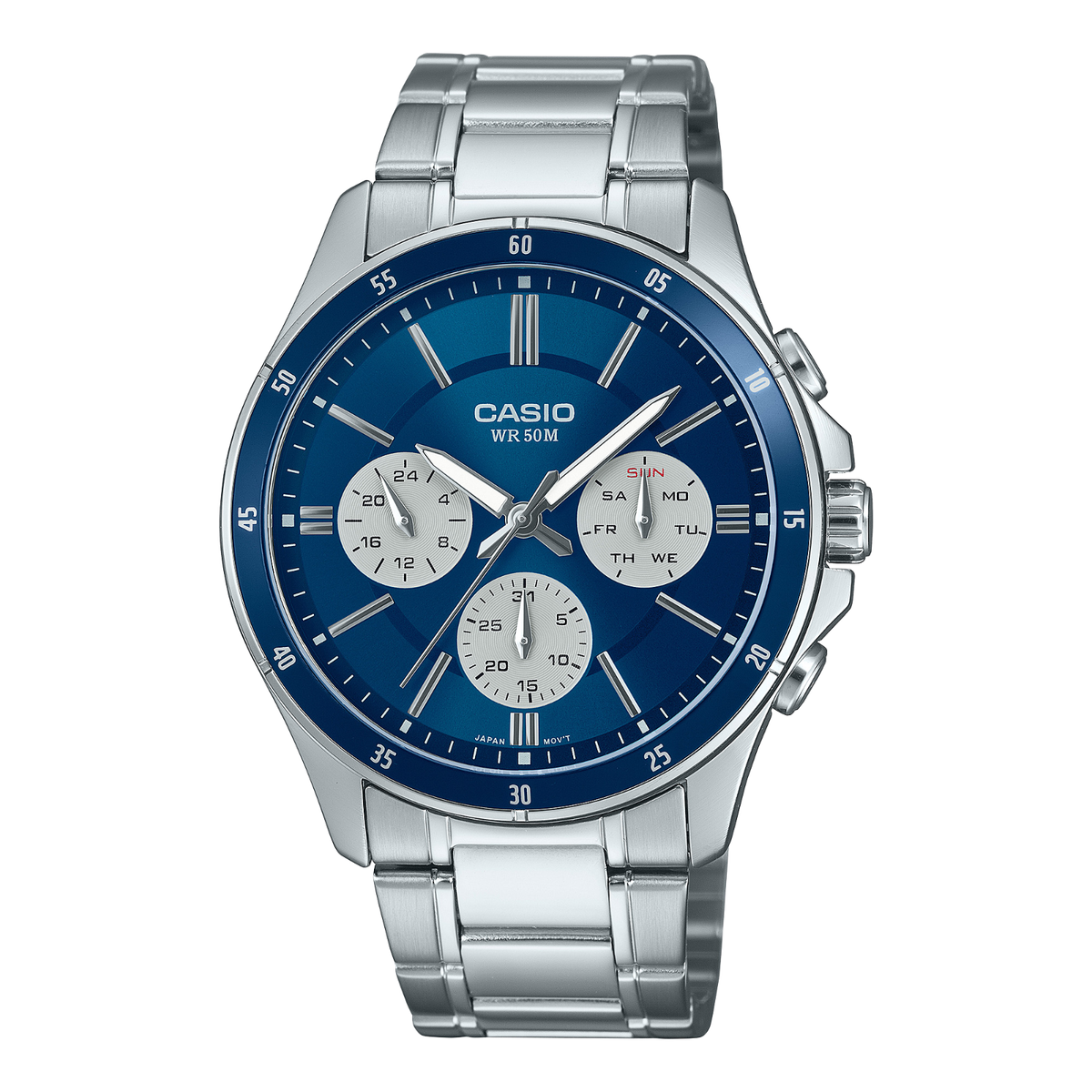CASIO MTP-1374D-2A3V Men's Stainless Steel Sport Watch 50M WR Blue