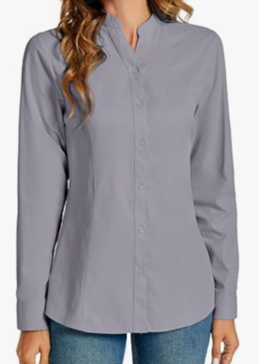 NEW Hocaies Women's Button Down Slim Fit Dress Shirt Grey Size Small | eBay