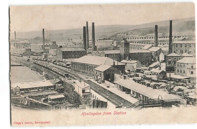 Haslingden vom Bahnhof Fabrik Mühle Schornsteine UNP Postkarte
