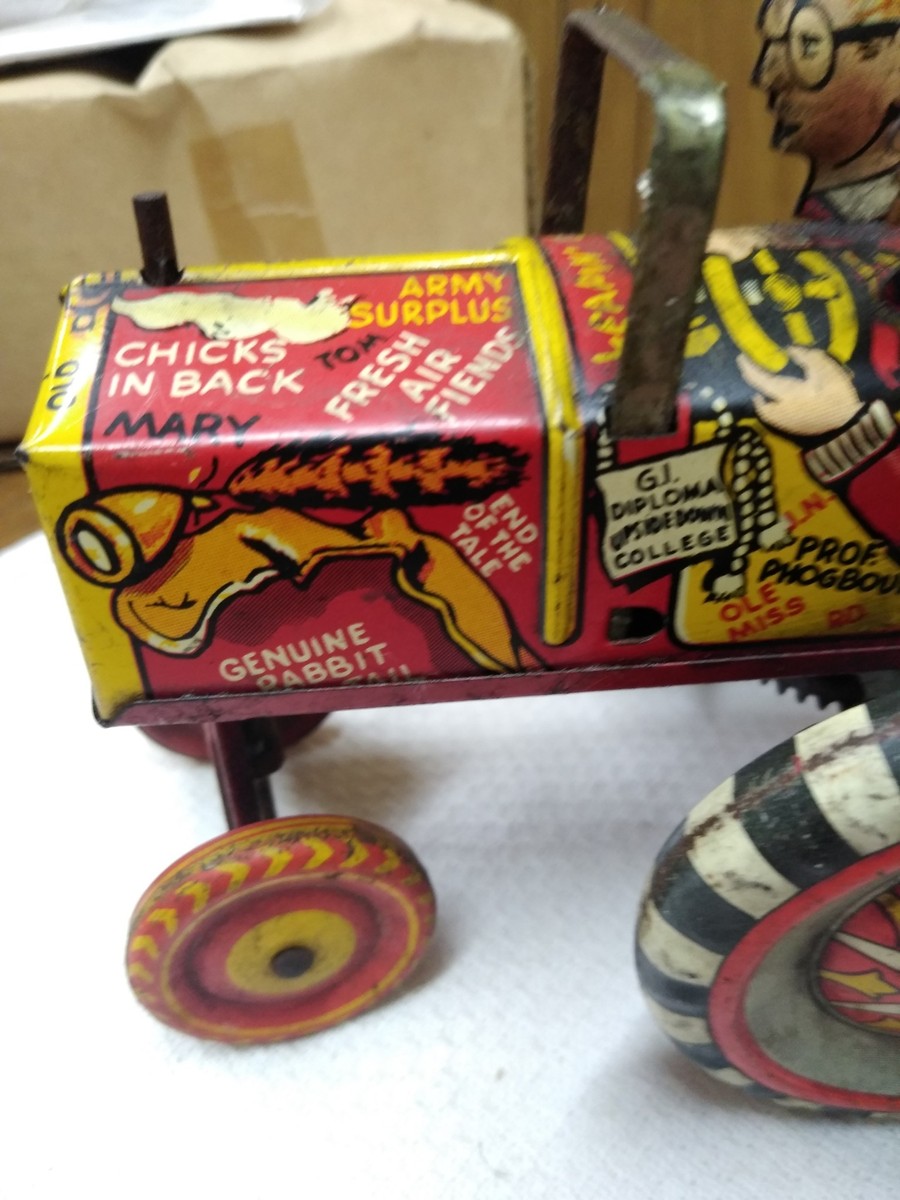 Vtg MARX Crazy Jalopy Car Tin Toy Wind Up Lithograph Works