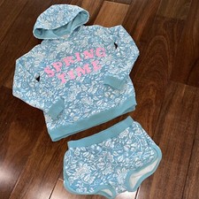 4-5 Yr Peek Aren t You Curious Sweatshirt Hoodie Shorts Set Outfit Spring Time