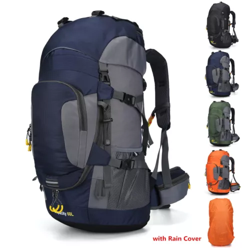 Wasserdichter Rucksack 60L großes Fassungsvermögen Tornister Tasche für Camping Wandern Reisen - Bild 10 von 56