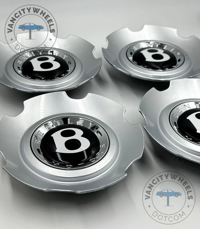 Juego de 4 tapas centrales para rueda Bentley Continental Flying Spur 3W0601171C plateada Foto 4 de 4
