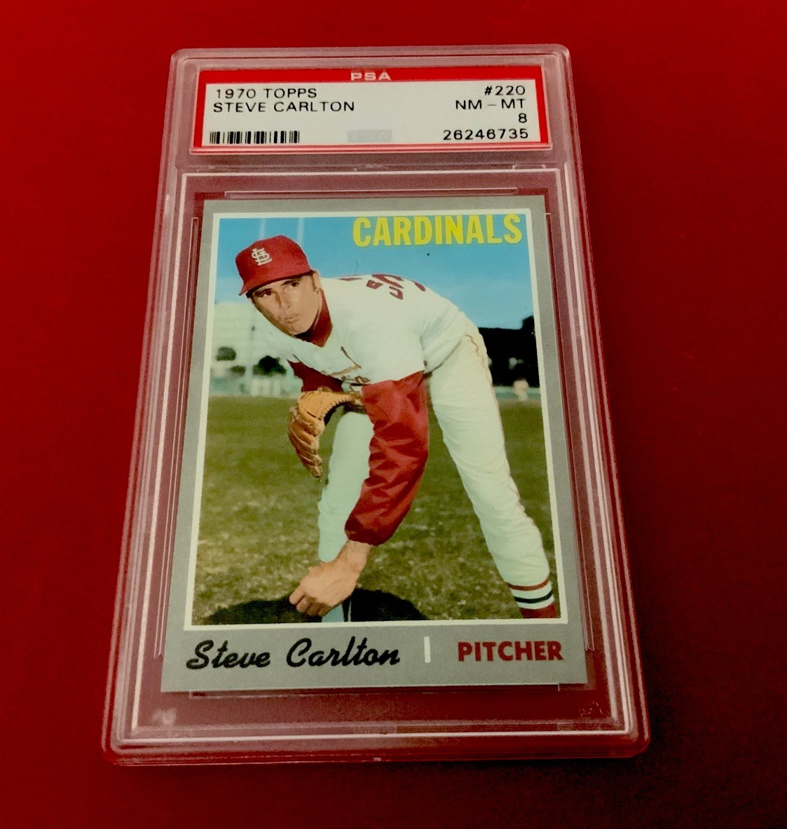 1970 Topps Baseball # 220 - STEVE CARLTON - ST. LOUIS CARDINALS  - PSA 8 NM-MT