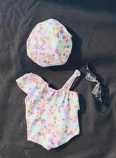 Off Shoulder Swim Suit w/ Cap and Goggles For 18in American Girl My Life Og doll
