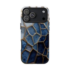 Blue White Marble Gradient Mosaic  Phone Ink Case for iPhone/Galaxy/Pixel