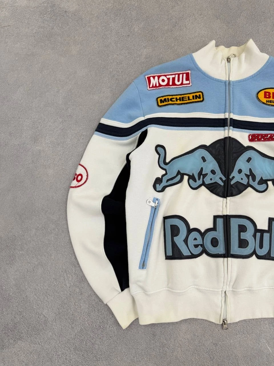 Vintage Red Bull Racing Biker Jacket Sweatshirt Motul Ducati Patches Y2K Hype image 10
