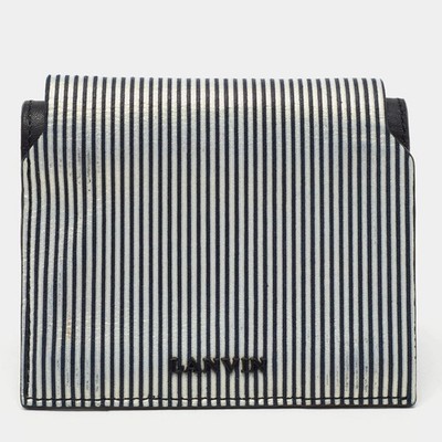 Lanvin WhiteBlack Glitter Leather Card Case