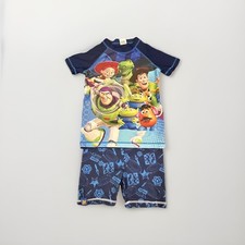 Toy Story Disney Pixar Graphic Print Rash Guard Shorts Swimsuit Set Boy Kid Sz 7