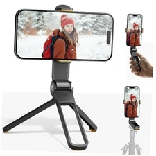  Phone Tripod, Foldable Mini Desk Stand with 360° Phone Holder & Cold Black