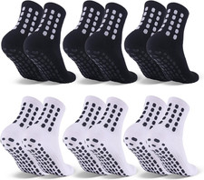6 Pairs Kids Grip Soccer Socks Cushioned Non Slip Football Athletic Sports Socks