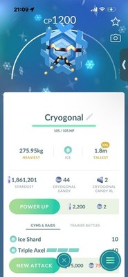 Pokemon Go Shiny Cryogonal (XXL) 
