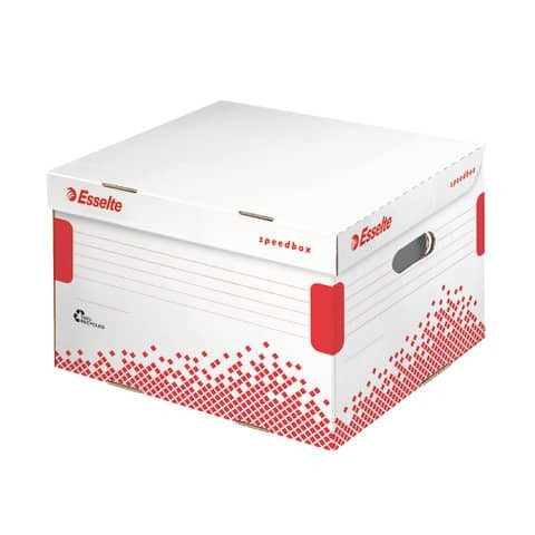 Scatola archivio Esselte SPEEDBOX con coperchio integrato bianco/rosso 36,4x26,3