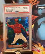 🔥2022 Bowman Chrome Sapphire Edition 1st Bowman Prospect Denzer Guzman PSA10