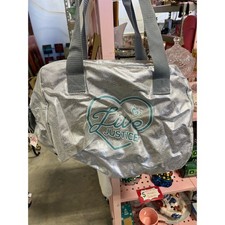 Justice Girls Shimmer Silver Duffle Bag Heart Logo Gym Travel