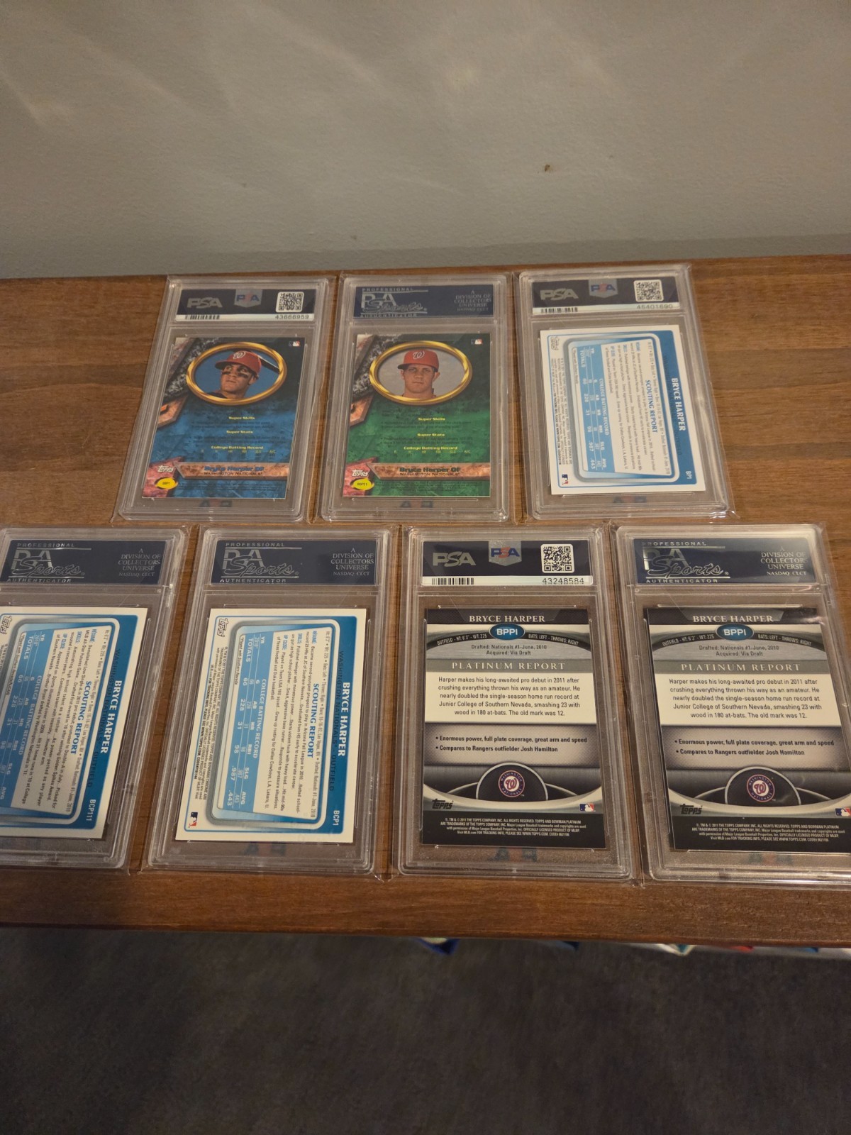 2011 Bowman Chrome Platinum (7) RC Bryce Harper PSA 9 Rookie Cards view 2