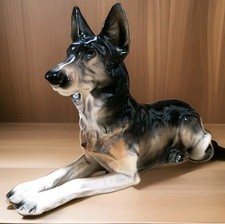 German Shepherd Large Porcelain Figurine Germany