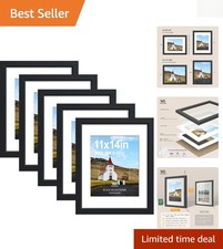 Elegant 11x14 Black Wood Picture Frame Set of 5 - Perfect for Gallery Walls