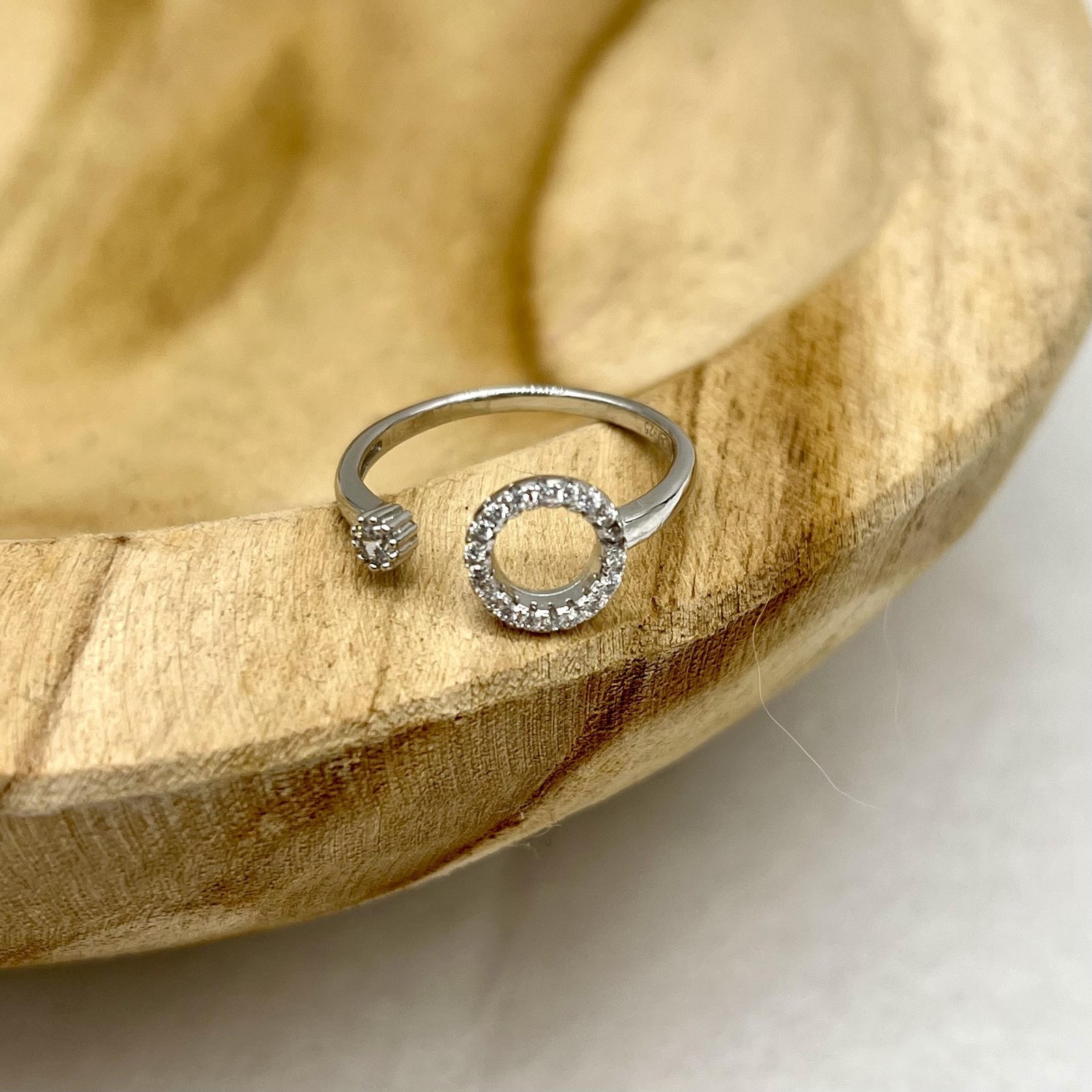Bague toi et moi argent 925 réglable ornée d'oxydes brillants