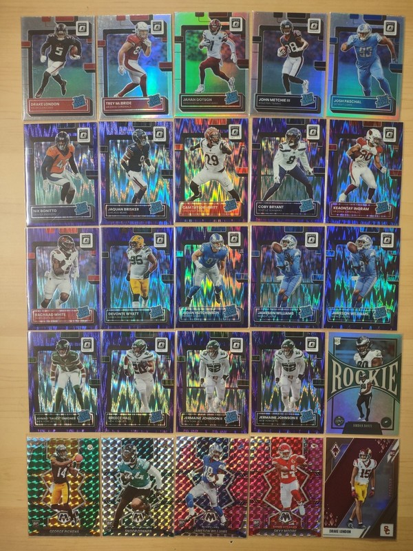 🔥Lot of 25 2022 Donruss Optic Football Rated Rookies - 19 Prizm RRs & 6 Mosaic