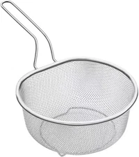 Stainless Steel Mesh Colander with Handle, Semi-Circle Strainer for Pasta, Fruit