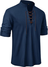 Men'S Pirate Shirt Renaissance Medieval Pure Cotton Costume Top