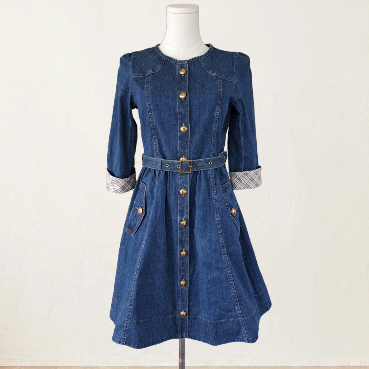 white christmas dresses FA Women's Studded Western Buckle Stretch Denim Dress – OpryShop main image 1