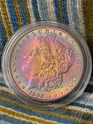 1890 Morgan Silver Dollar $1 US Coin Rainbow Toning Both Sides