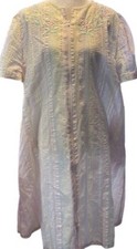 Collette By Miss Elaine Vintage Housecoat Robe XL Seersucker Pastel