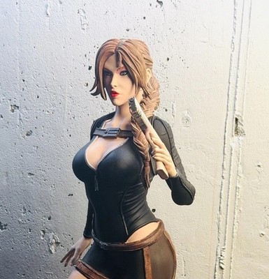 Tomb Raider -3D Printed Lara Croft 17 inches - Ready To Display Airbrushed