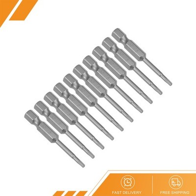 10pcs - 50mm 1/4'' Hex Shank T8 Magnetic Torx Head Security Screwdriver Bits S2