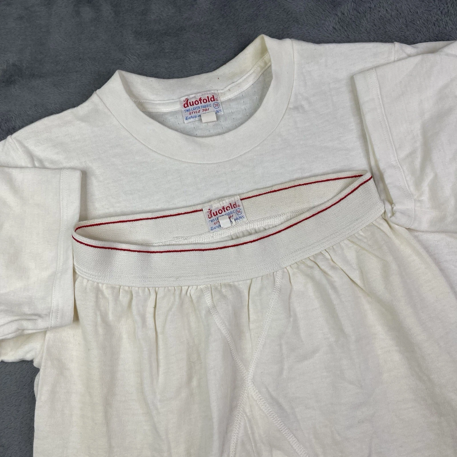 Vintage 50s 60s Duofold Shirt Pants Mens Underwear Wool Thermal Base White Blank