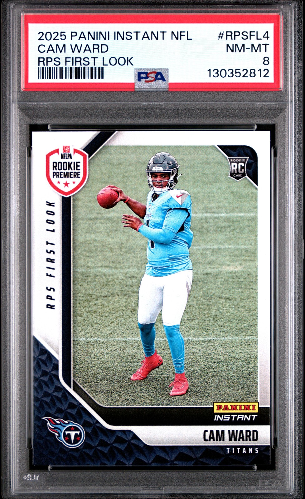 2025 PANINI INSTANT NFL RPS FIRST LOOK #RPSFL4 CAM WARD ROOKIE RC PSA 8