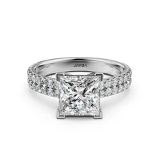 Micro Pave Princess Diamond Engagement Ring GIA D-VS2 14K White Gold 1.21 Ctw