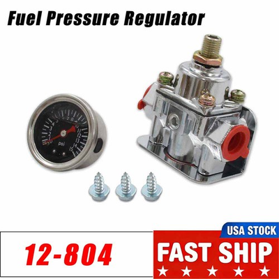 #ad 12 804 1 4 PSI Fuel Pressure Regulator Gauge For Carburetor Carb Quick Fuel $29.98