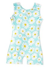 Leotards for Girls Gymnastics Sleeveless Sparkly 6-7 Years White Flower