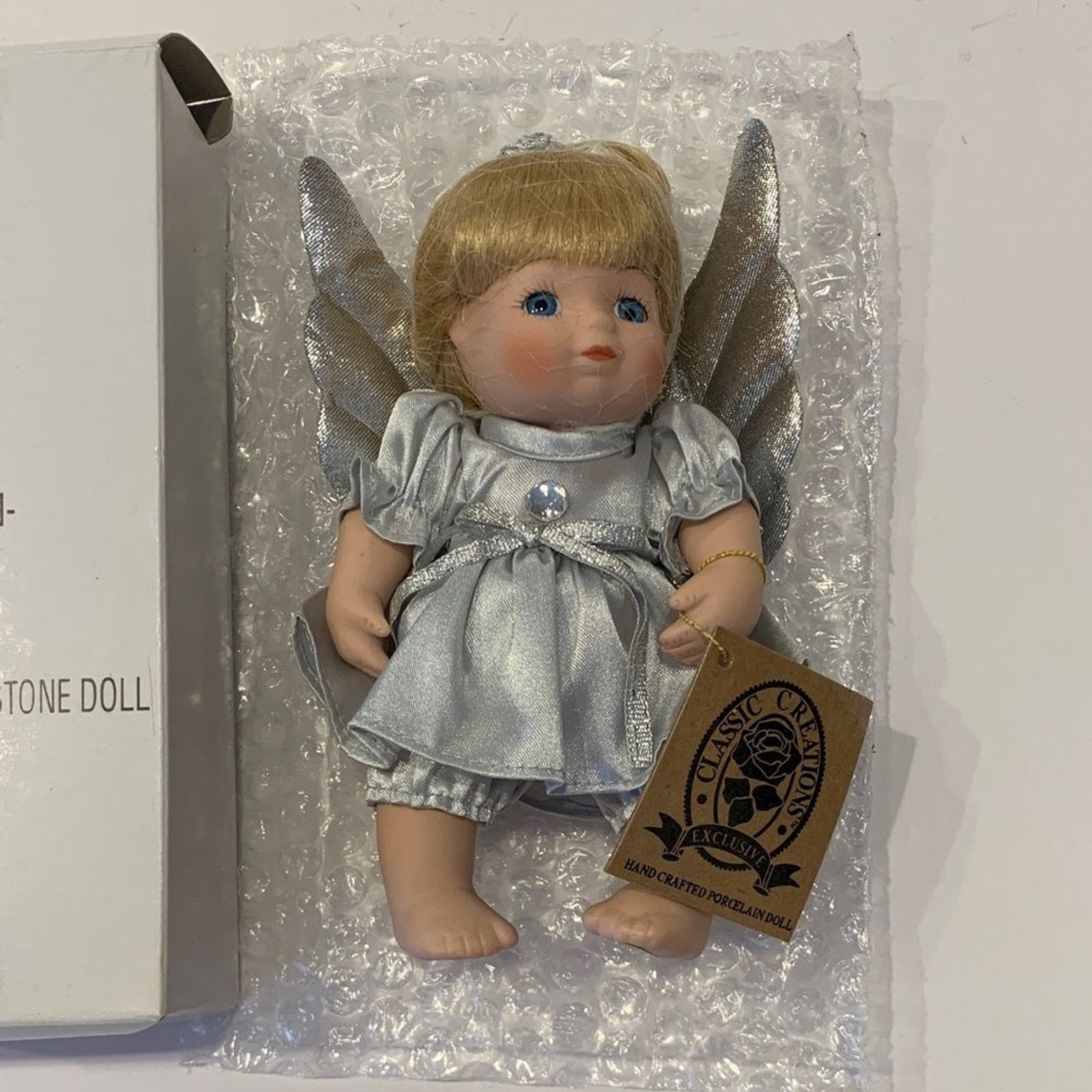 Platinum Birthstone Silver Angel Doll Vintage 6.5&rdquo; New NWT in box