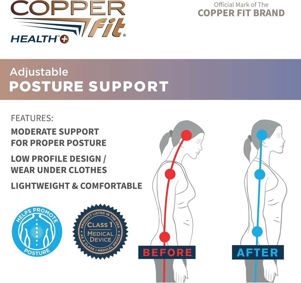 Copper Fit Health Unisex Posture Support, Adjustable,Black - Image 4 of 4