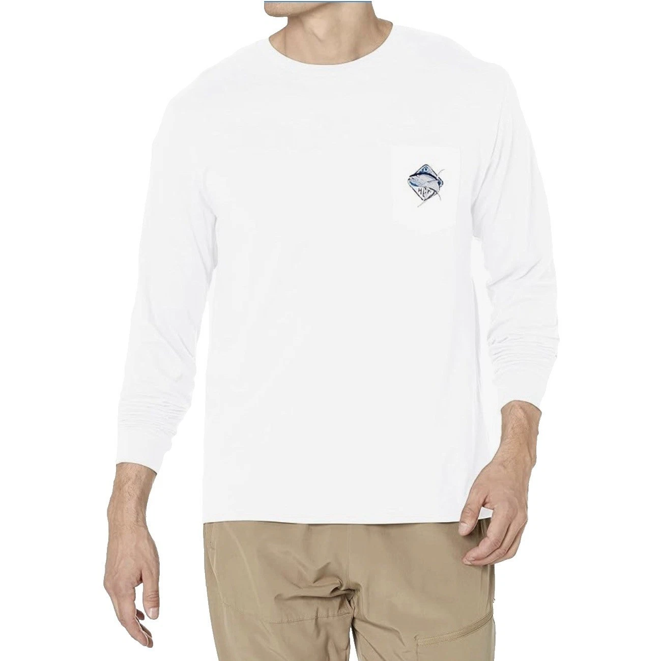HUK Men's Standard Pocket Tee | Long Sleeved Fishing T-Shirt, Big Size S New