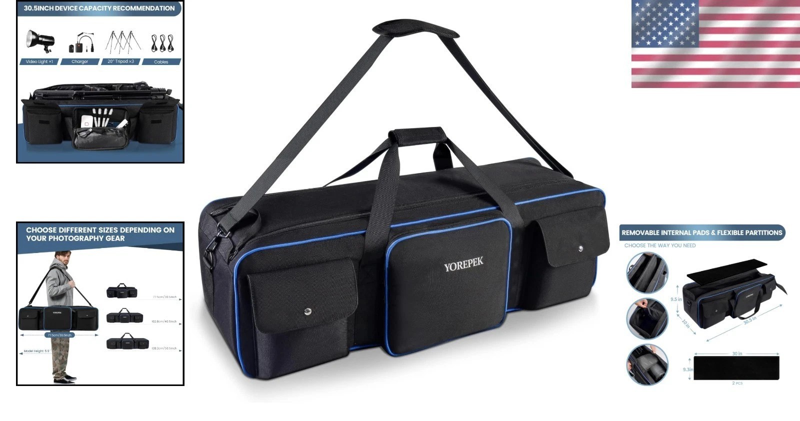 30.5" Durable Tripod Carrying Case with Protective Padding & Adjustable Straps