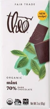 (Free Duty Tax) Theo Mint Organic Dark Chocolate Bar, 70% Cacao, 1 Bar | Veg