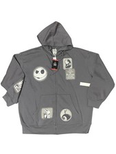 Disney Nightmare Before Christmas Hoodie Mens XL Gray Full Zip Jack Sally